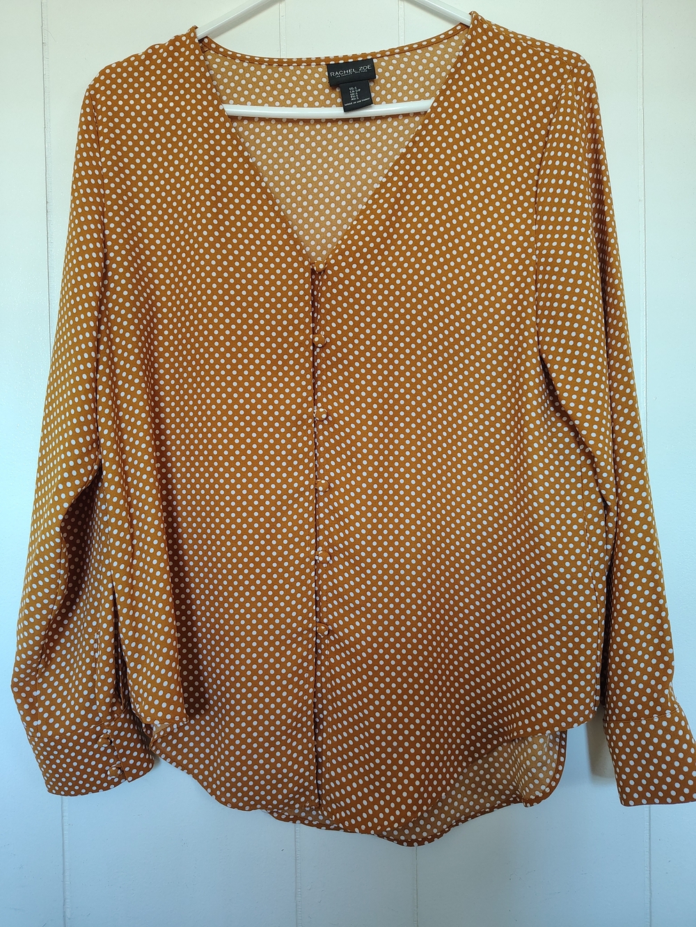 Rachel Zoe Polka Dot V-Neck Blouse - Mustard
